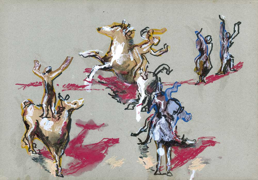 Gli Indiani Si Esibiscono Nelle Loro Acrobazie A Cavallo